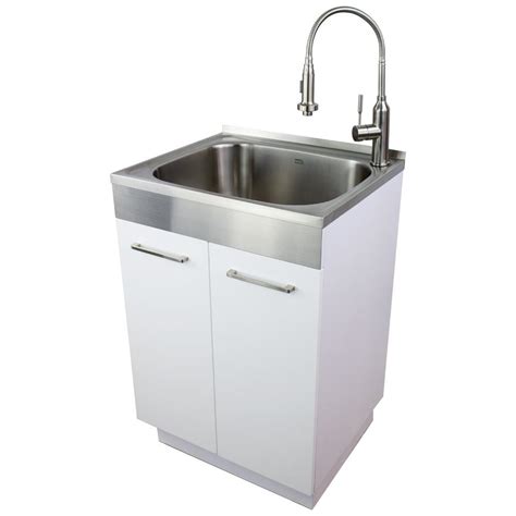 stainless steel laundry sink cabinet|freestanding utility sink with cabinet.